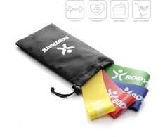 Bodymate treniruočių gumos, 4 stiprumų rinkinys su nešiojimo krepšiu, 60 cm apimtis x 5 cm plotis, fitneso guma, kilpa pagaminta iš natūralaus latekso, pasipriešinimo gumos, funkcinės treniruotės