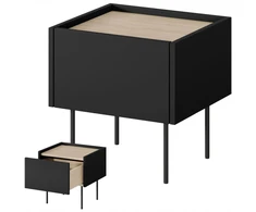 Bogart Loft stiliaus naktinis staliukas, juodas matinis staliukas su stalčiumi, 40 cm