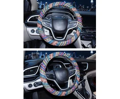 Bohemiško stiliaus vairo dangteliai moterims universalus dydis 38cm automobilio vairo lininis paviršius su guminiu vidumi elastingas neslystantis kvėpuojantis prakaitą sugeriantis