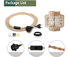 Boho stiliaus rotango pakabinamas šviestuvas su E27 lizdu