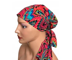 Boho stiliaus vasaros skara-turbanas Lara su raukiniais ir raišteliais