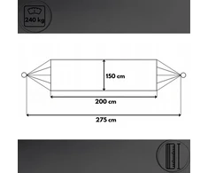 Boho turistinis sodo hamakas stiprus dvivietis 150x275cm 240kg + krepšys