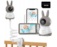 Boifun 2k elektroninė auklė kamera wifi monitorius 5'' lcd &amp; 32gb pasukamas laikiklis