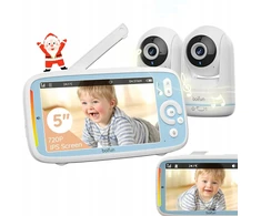 Boifun Elektroninė auklė 2 kamerų pasukama lcd 5'' full hd monitorius naktinis režimas