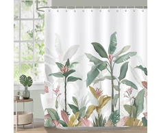 Bonhause dušo užuolaida 180 x 180 cm, atspari pelėsiui, tropinių lapų ir augalų dušo užuolaida, vandeniui atsparus poliesterio audinys, skalbiama vonios užuolaida voniai su 12 kabliukų