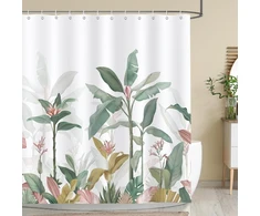 Bonhause dušo užuolaida 180 x 180 cm, atspari pelėsiui, tropinių lapų ir augalų dušo užuolaida, vandeniui atsparus poliesterio audinys, skalbiama vonios užuolaida voniai su 12 kabliukų
