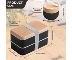 Bordeag 1400 ml priešpiečių dėžutė, bento dėžutė suaugusiems, japoniško stiliaus, maisto dėžutė su skyreliais, su 600 ml sriubos dėžute su izoliuotais skyriais, bento dėžutė, priešpiečių dėžutės mergaitėms/berniukams darbui, mokyklai ir kelionėms