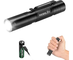Boruit rj13 mini žibintuvėlis su aa baterija, įkraunamas 500 liumenų mažas žibintuvėlis su spaustuku, 5 režimai su atminties funkcija, skirtas stovyklavimui, namams, lauke, avariniams atvejams