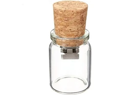Bottle 16gb Usb atmintinė, rašiklis, atminties laikmena, permatomas stiklinis kamštelis