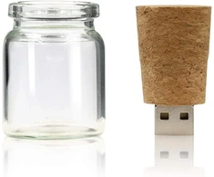 Bottle 16gb Usb atmintinė, rašiklis, atminties laikmena, permatomas stiklinis kamštelis