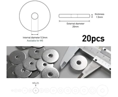 Boumvid poveržlės nerūdijančio plieno m5 x 25 mm, 20 vnt. pakuotė, 304 a2 v2a, didelės korpuso poveržlės din9021 / iso7093, metalinės poveržlės srieginiams strypams, veržlėms ir varžtams