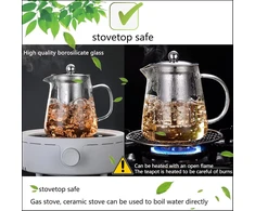 Virdulys Bowd stiklinis arbatinukas 750 ml, su karščiui atspariu nerūdijančiu plienu, puikiai tinka arbatai ir kavai, tinkamas naudoti mikrobangų krosnelėje ir ant viryklių, arbatinis sietelis su talpa