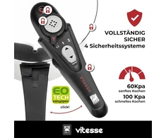 Bra Vitesse Duo 4 ir 7 litrų slėginis puodas, 18/10 nerūdijantis plienas, su 2 gaminimo programomis ir užrakinimo sistema, tinkamas visų tipų viryklėms