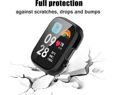 Braleto 2 dėklų rinkinys, suderinamas su Redmi Watch 3 Lite/redmi Watch 3 Active, visapusiška apsauga nuo įbrėžimų, smūgiams atsparus buferio dangtelis (juodas + skaidrus)