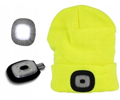 Brand 47 Žieminė kepurė su žibintuvėliu 4xled, saugi, geltona
