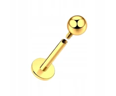 Breil Auksinis Piercing labret auskaras su rutuliuku, vidinis sriegis Helix Lobe Titanas 1,2/12/3