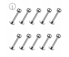 Breil Bizu sidabrinis labret auskaras su išoriniu sriegiu, 316l plienas, 10 vienetų, 1.2/8/3