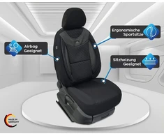 Bremer Sitzbezüge dimensijų automobilinių sėdynių užvalkalai, suderinami su opel vivaro b vairuotojo ir keleivio sėdynėmis nuo 2014-2019 m. / automobilinių sėdynių užvalkalai, apsauginis užvalkalų komplektas, automobilinių sėdynių užvalkalai, 2 vnt. pakuo