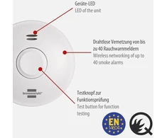 Brennenstuhl rm l 3101 belaidžiai dūmų detektoriai, 4 vnt. / tinkliniai dūmų detektoriai su baterija (sujungiami į tinklą iki 40 dūmų detektorių, su montavimo medžiagomis, išbandyti pagal