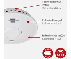 Brennenstuhl rm l 3101 belaidžiai dūmų detektoriai, 4 vnt. / tinkliniai dūmų detektoriai su baterija (sujungiami į tinklą iki 40 dūmų detektorių, su montavimo medžiagomis, išbandyti pagal