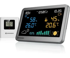 Bresser Meteotemp Tbh belaidė meteorologijos stotis su temperatūros ir drėgmės ekranu, oro slėgio istorija, grafine orų prognoze, temperatūros aliarmu, antracito spalvos