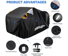 Brezentas keturračiams waterproof neverland quad brezentas atv transporto priemonių keturračio uždangalas apsauginis uždangalas 210d oksfordo audinys su atšvaitinėmis juostelėmis atsparus žiemai dulkėms lietui uv apsauga 256 x 110 x 120 cm