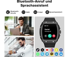 Bribejat išmanusis laikrodis vyrams su telefono funkcija, 1,76 colio Hd fitneso sekiklis su Ai ratuku, 123+ sporto režimai su žingsniamačiu, miego stebėjimo funkcija, Ip68 vandeniui atsparus sportinis laikrodis, skirtas Ios ir Android, juodas