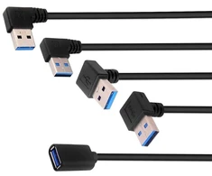 Briefcec usb adapterio kabelis, usb kampinė jungtis 90 laipsnių usb 3.0 male adapteris 90 laipsnių kairėn / dešinėn / viršun / žemyn kampinis adapteris usb į jack (30 cm, viršus + apačia + kairė + dešinė, 4 vnt. pakuotė)