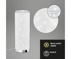 Briloner Leuchten 7332-018 led stalinė lempa su žvaigždžių efektu, laidiniu jungikliu, 5 w, 400 liumenų, 3000 kelvinų, balta/chromuota, 352 x 131 mm (a x s)
