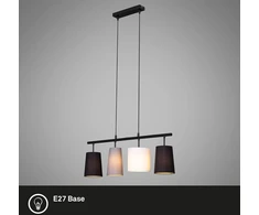 Briloner pakabinamas šviestuvas su medžiaginiu gaubtu, E27 lizdas, maks. 40 W, pakabinamas šviestuvas, šviestuvas valgomajam, šviestuvas svetainei, šviestuvas virtuvei, 74 x 120 cm, pilkas, baltas, juodas