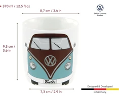 Brisa Vw Collection - didelis keramikinis kavos/arbatos/cappuccino puodelis Volkswagen T1 Bulli Bus dizaino (autobuso priekis/benzininė ir ruda)