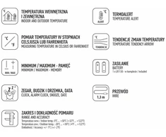 Browin® Elektroninė meteorologijos stotis su lauko davikliu - tikslus temperatūros ir drėgmės rodmuo vidaus ir lauko naudojimui, stilinga balta