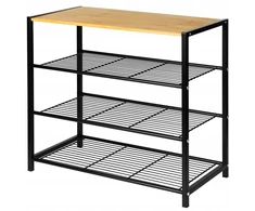 Brunbeste Metalinis batų lentyna su 4 lygiais ir medine lentyna, 80 cm