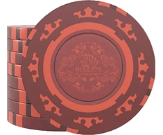 Bullets žaidimo kortos, Corrado 25 molio pokerio žetonai pokerio rinkiniui, be verčių, 14 g, 4 cm skersmens, raudoni