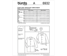 Burda b6932 paltų ir švarkų siuvimo modelis 19 x 13 cm