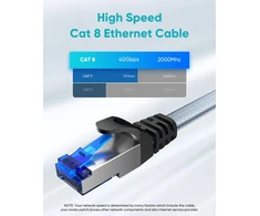 Busohe Cat 8 Lan kabelis 8m, 40 Gbps, 2000 Mhz, plokščias, pintas