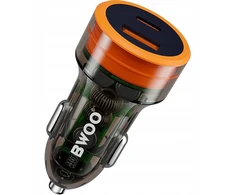 Bwoo greitasis automobilinis įkroviklis qc 1xusb + 1xtype c 38w