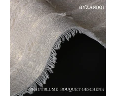 Byzandqi metalinis šifono kaspinas 3.8 cm x 15 m aukso spalvos šilkinis rankų darbo kutais dekoruotas kaspinas dovanų pakavimui, kūdikio sutiktuvių šventei, vestuvėms, šventinei dekoracijai (baltas)
