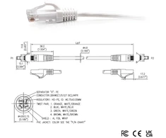 C2g 90cm baltas ethernet kabelis Cat6a itin lankstus maršrutizatoriui, modemui, internetui, wifi dėžutėms, XBOX, ps5, smart tv, sky q, ip kamerai