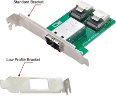 Cablecc dviejų prievadų mini sas hd sff-8644 į vidinį mini sas sff-8087 pcba moterišką adapterį su žemo profilio laikikliu