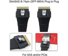 Cablecc Pci-e Slimline Sas 4.0 Sff-8654 8i 74pin Host to Sff-8654 74pin Slim Sas Target Cable 50 cm