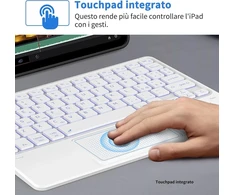 Cacoe bluetooth klaviatūra su jutikliniu kilimėliu, [italų klaviatūra] belaidė su 7 spalvų apšvietimu, suderinama su ios, android planšetėmis, windows 10 colių, balta