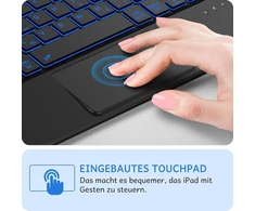 Cacoe dėklas su klaviatūra, skirtas ipad 11 (a16) / 10 kartos (11 colių / 10,9 colio) 2025/2022 su jutikliniu kilimėliu, 7 spalvų apšvietimu, nuimama belaide klaviatūra, tamsiai mėlyna