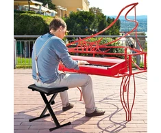 Cahaya Cy0333 reguliuojamo aukščio klavišinio instrumento suoliukas, 3 padėtys, sulankstomas pianino suoliukas, x formos pianino suoliukas, stabilus pianino suoliukas, minkšta pianino kėdė