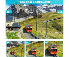 Camkory 4k vaizdo kamera su Wifi, 48mp, 16x priartinimas, mikrofonu