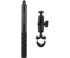 Camnoon 28 cm - 115 cm reguliuojamo ilgio juodas asmenukių lazda motociklui dviračiui nematoma asmenukių lazda su 1/4 colio sriegiu, vairo laikikliu, montavimo rinkiniu, skirtas insta360 one x/one/evo kamerai