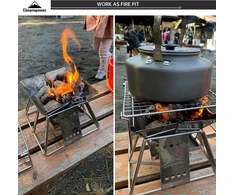 Campingmoon nešiojama laužavietė stovyklavimui, kepsninė, sulankstoma nerūdijančio plieno kepsninė, skirta stovyklavimui lauke, kelionėms, sodo maisto gaminimui, iškyloms 1-2 asmenims su nešiojimo krepšiu