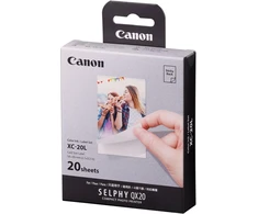 Canon Xc-20l originalus rašalo kasetės / popieriaus rinkinys, 20 lapų, kreditinės kortelės dydis 5,4 x 8,5 cm, skirtas Canon Selphy Qx20 foto spausdintuvams (lipnus, lipdukas, lipdukas, lipnus pagrindas, termosublimacija)