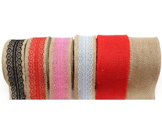 Capiso 30 m įvairūs džiuto kaspinai 6 spalvų ir dydžių 4 cm / 6 cm, skirti Kalėdoms