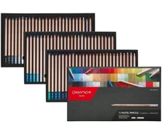 Caran D'ache Pastel 788376 spalvotų pieštukų rinkinys menininkams su 76 pieštukais, anglimi ir grafito pieštuku, didelė pigmento koncentracija, kreminis padengimas